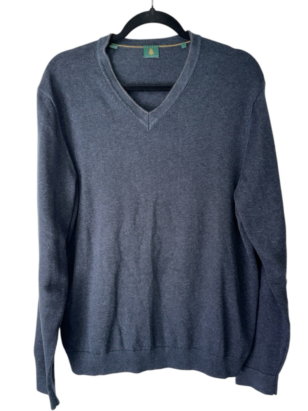 Robert Talbott Men's Navy Blue V-Neck Cashmere Sweater (Large)